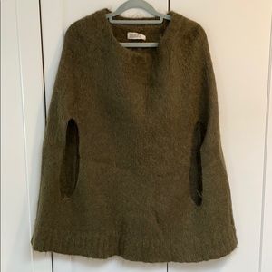 Olive colored alpaca cape size medium